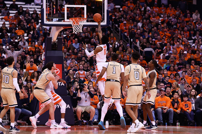 Brissett goes up for a layup.