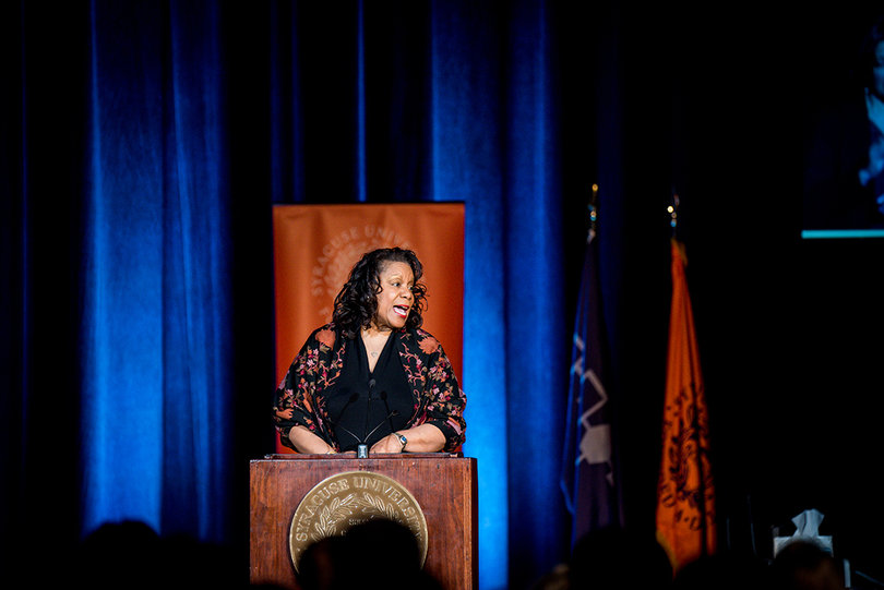 Jackie Robinson, a graduate of the S.I. Newhouse School of Public Communications’ Class of 1978, introduced performances throughout the evening. 