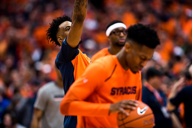 Syracuse players usually arrive to games about three or two hours before games, when they begin to warm up on their own. 