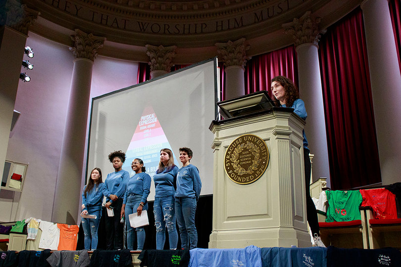 Student peer educators gave skits on combating slut and body shaming.  