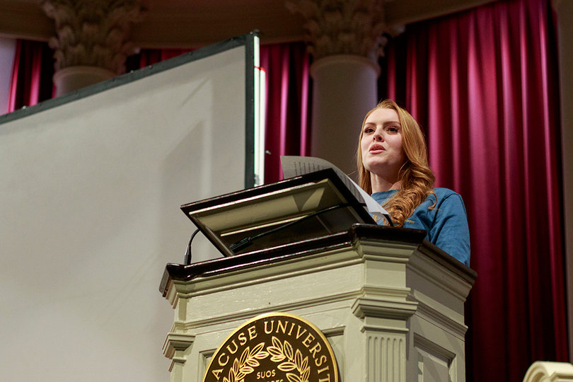 Senior Amy Buhrmaster said during her speech that it can be difficult for someone to realize the prevalence of an issue when it is not someone's personal experience.