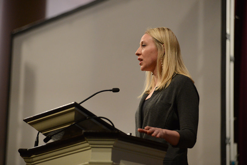 Rebecca Ortiz, an assistant professor of advertising in the S.I. Newhouse School of Public Communications, delivered the keynote address.