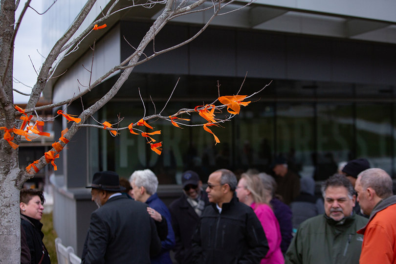 Hundreds of students, staff and faculty walked from Hendricks Chapel to the S.I. Newhouse School of Public Communications after the vigil in Hendricks Chapel.