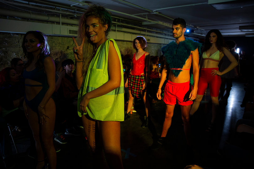 A group of models from Paint Nite company, graced the runway one last time. 