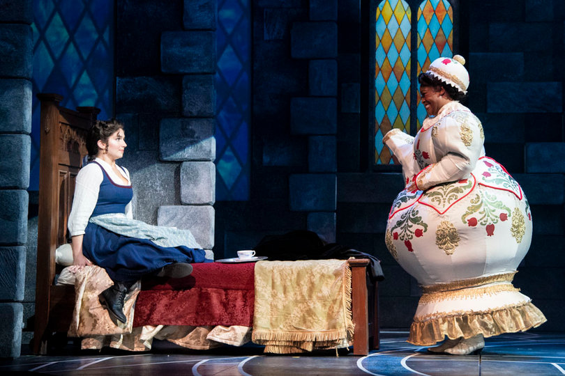 Belle (left) meets Cicily Daniels who plays Mrs. Potts for the first time.