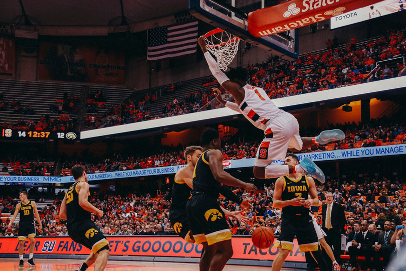 Quincey Guerrier scored four points off the bench for the Orange, two of which came on this dunk.