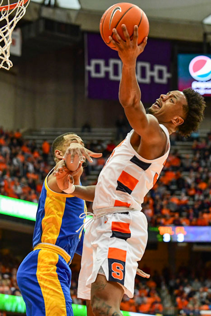 Elijah Hughes played the entire game for the 13th time this season.