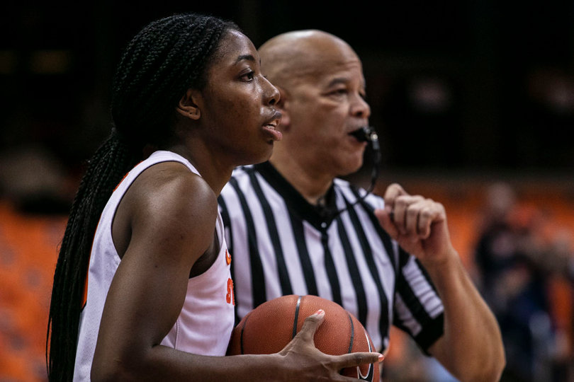 Lewis committed one of the Orange's 11 personal fouls.