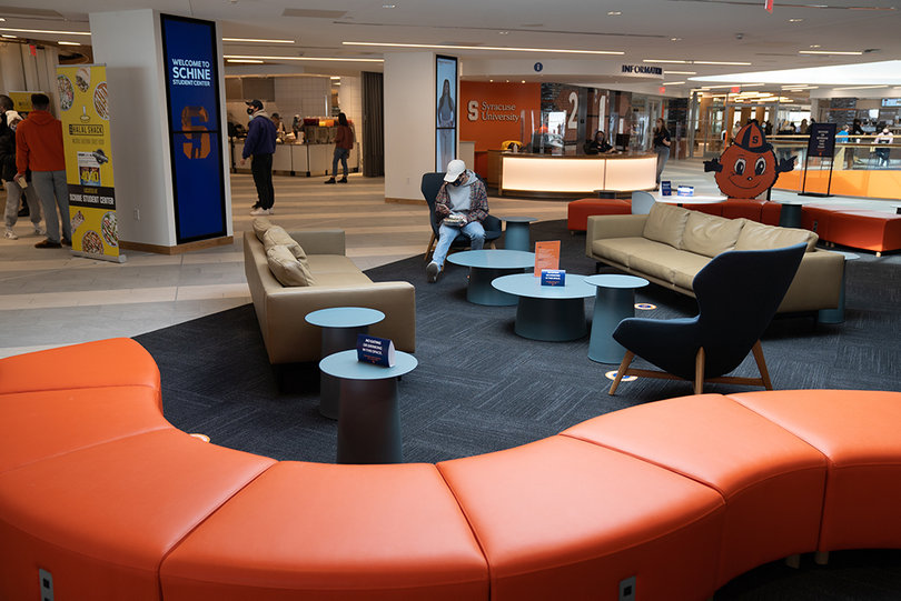Schine features multiple lounge areas, including one right inside of the front entrance.