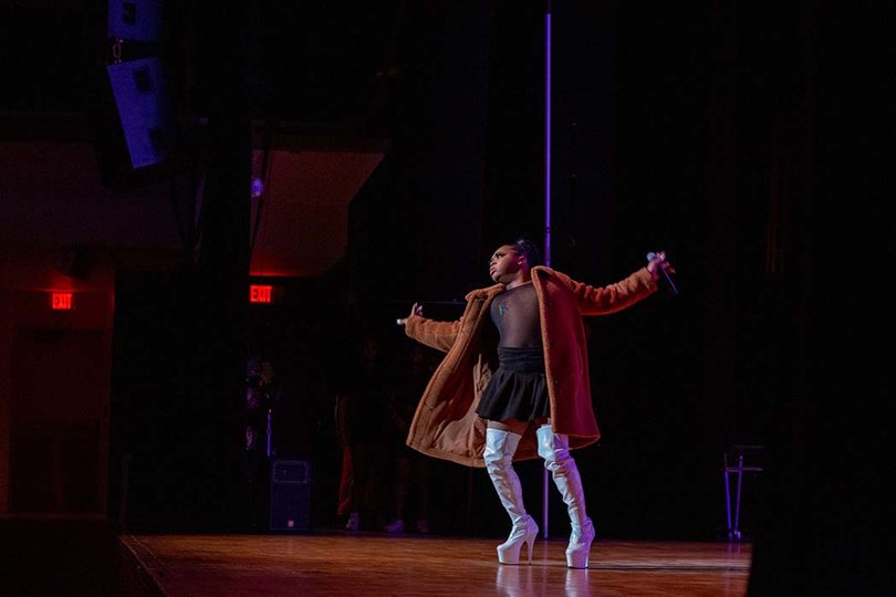 Beyonce's "Crazy in Love" was the soundtrack for Dirty Luciano's performance at the drag show. 