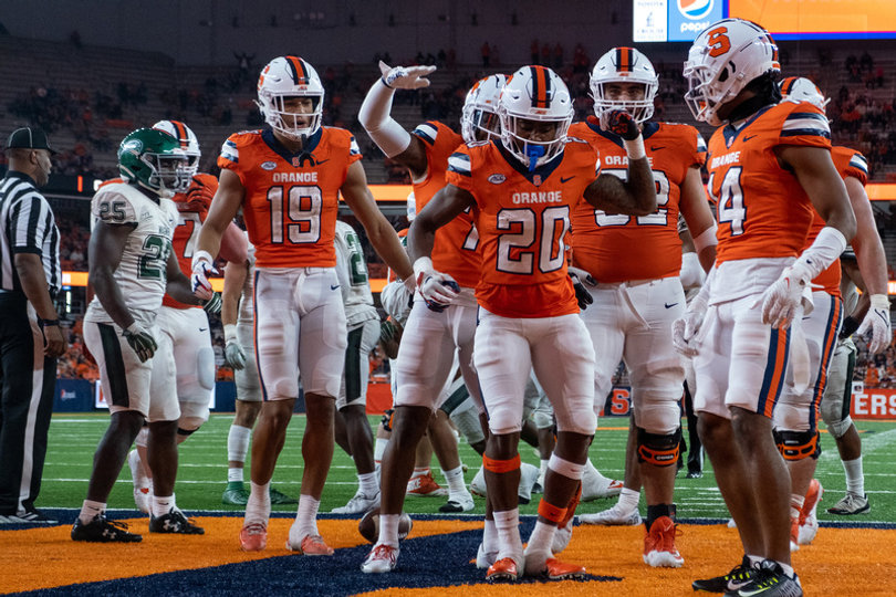 Syracuse football wins its fifth-straight game to start the season after a 59-0 win over Wagner on October 1. For the first time since 1987, Syracuse started the season 6-0, eventually earning it a spot in the Bad Boy Mowers Pinstripe Bowl against Minnesota.