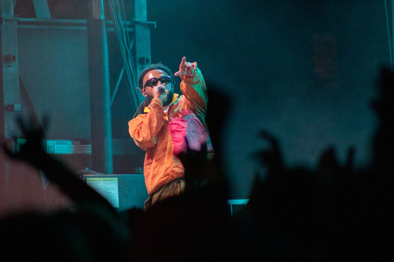 Aminé marks each increase of energy throughout his songs by telling the audience that the show is being turned up to the next percentage. The night started at “70%,” moved to “90-100%” where he performed songs like “Caroline” and ended with the song “Reel It In.”

