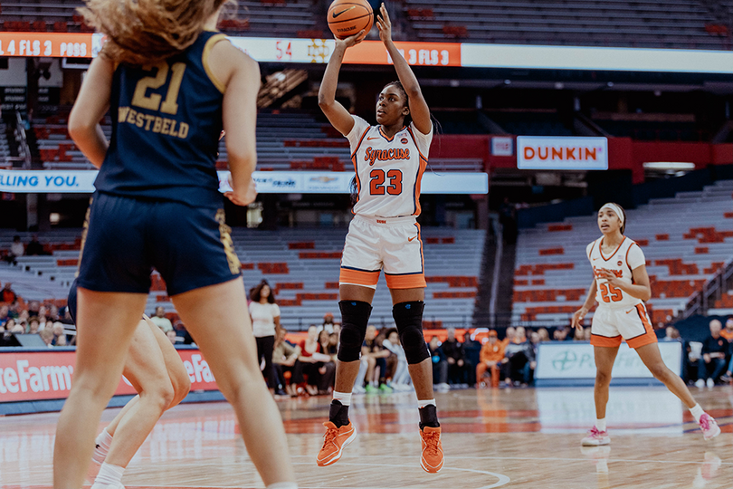 Alyssa Latham’s fifth double-double of the season boosts Syracuse to upset win over No. 13 Notre Dame
