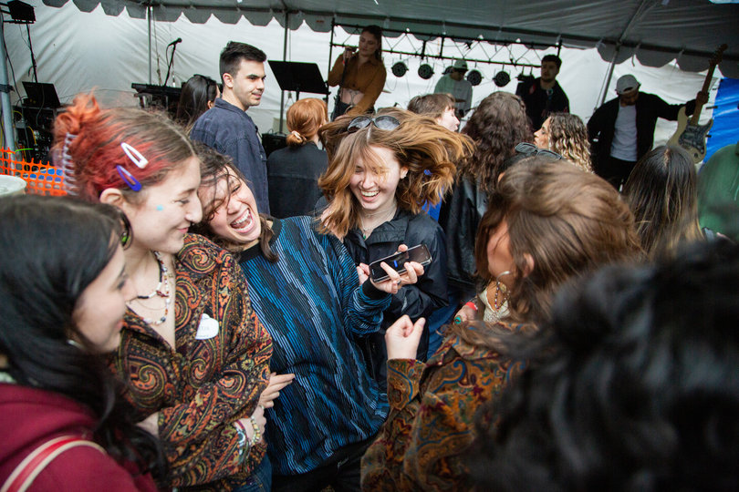 Students dancing to the music