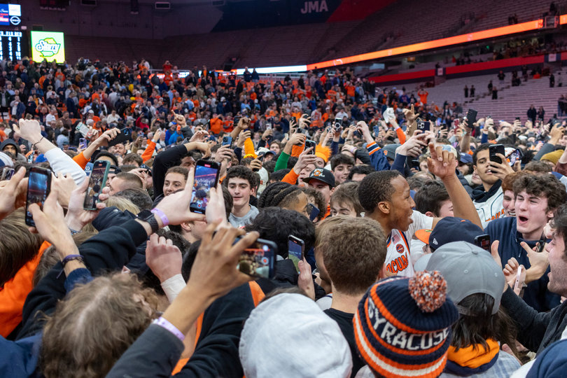 After a surprise men’s basketball win against the University of North Carolina on Feb. 13, SU fans stormed the court to celebrate. The victory marked the Orange’s win over a top-10 ranked team since 2019. 
