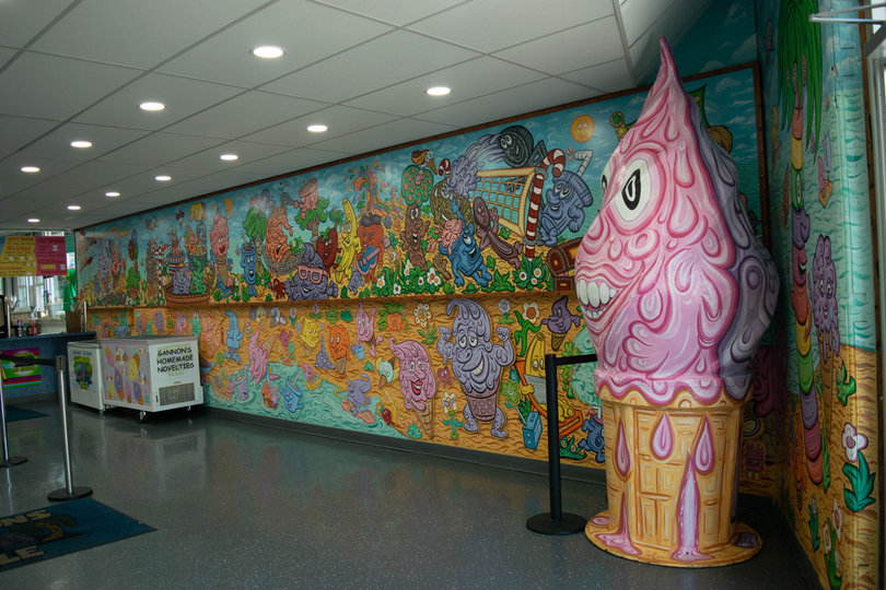 Colorful murals of interior of Gannons