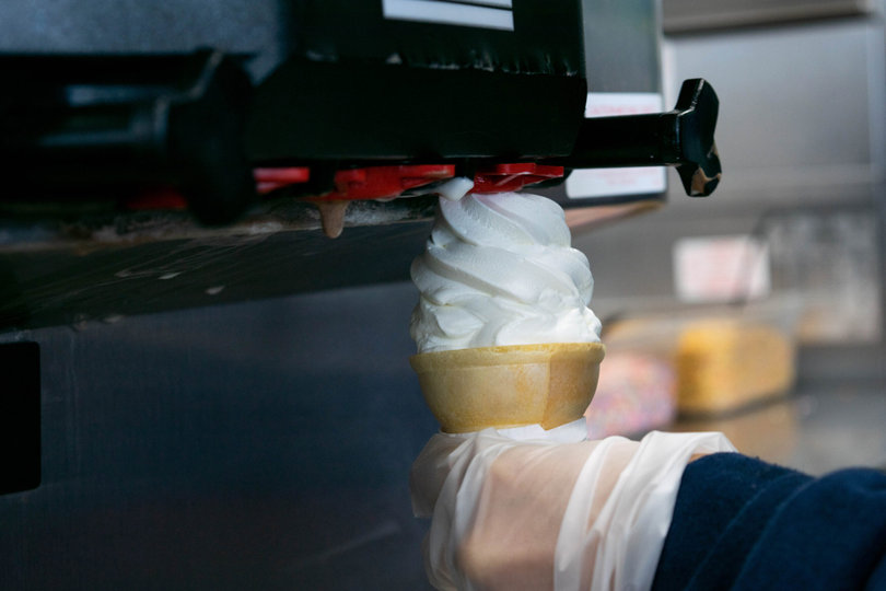 Soft serve being swirled