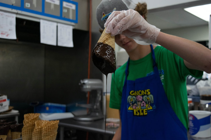 Chocolate dripping from cone