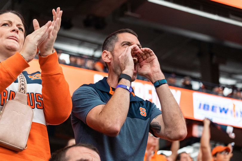 Syracuse fans cheer on the Orange during their three-point victory over No. 23 Georgia Tech. SU announced an attendance of 39,550 fans for the Week 2 Atlantic Coast Conference matchup.
