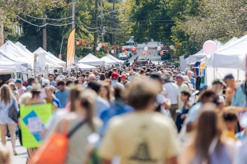 Fairgoers pack Westcott Street. The Fair attracts nearly 10,000 people each year.
