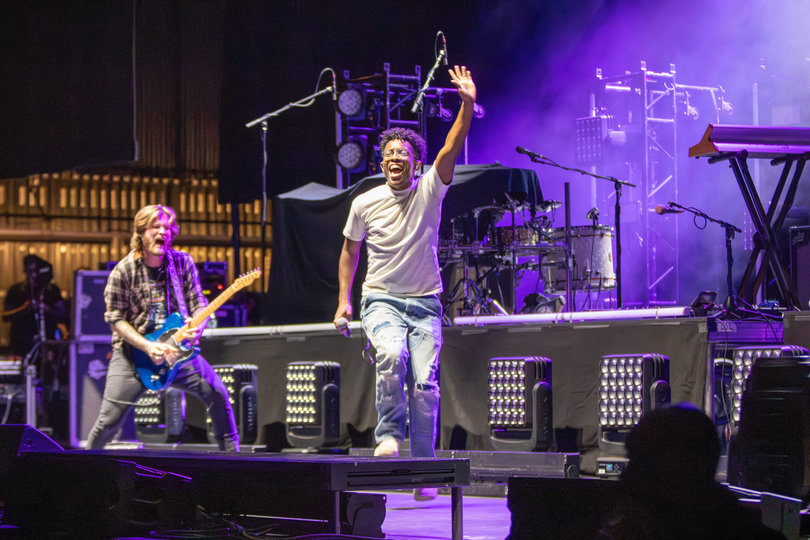 Breland and his guitarist jump up and down and dance on stage. The two captivated the audience as the openers before Swims’ performance.
