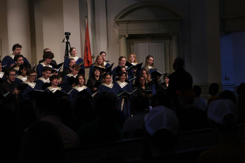 Choir groups from the Setnor School of Music perform Saturday in Hendricks Chapel. The groups sang for families in the Choral Sampler Concert.  
