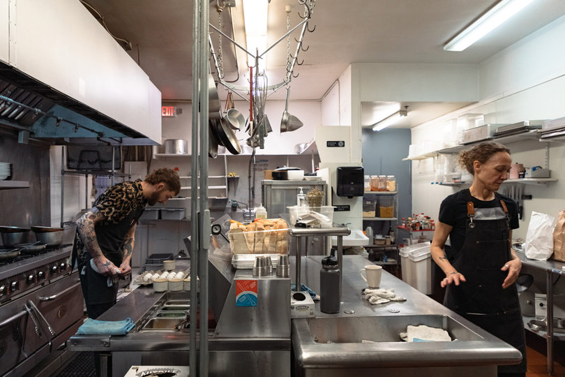 As Gray prepares meals from scratch, Tracy moves back and forth from the kitchen to tables serving plates to customers. The mother-son duo runs the diner’s daily operations.
