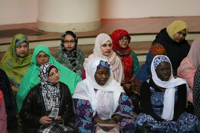 Muslim Syracuse University students gather at Hendricks Chapel for prayer. Eid al-Fitr, the prayer and meal, marks the last day of Ramadan, a sacred month in Islam.