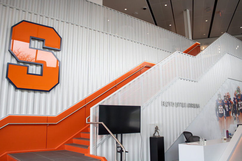 Syracuse’s facility contains two floors, which include offices for the coaching staff, position group rooms, a cafeteria, a player’s lounge and a recovery area.