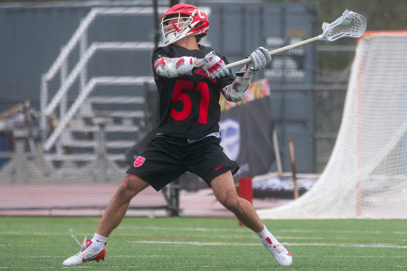 Cornell midfielder Willem Firth winds up to release a shot versus Syracuse. Firth collected one goal and one assist in the Big Red’s winning effort. 