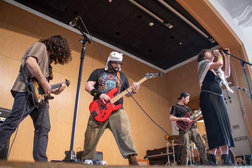 Eternal September rocks out at Quadstock. The Syracuse-based metal band debuted several original songs in their set.