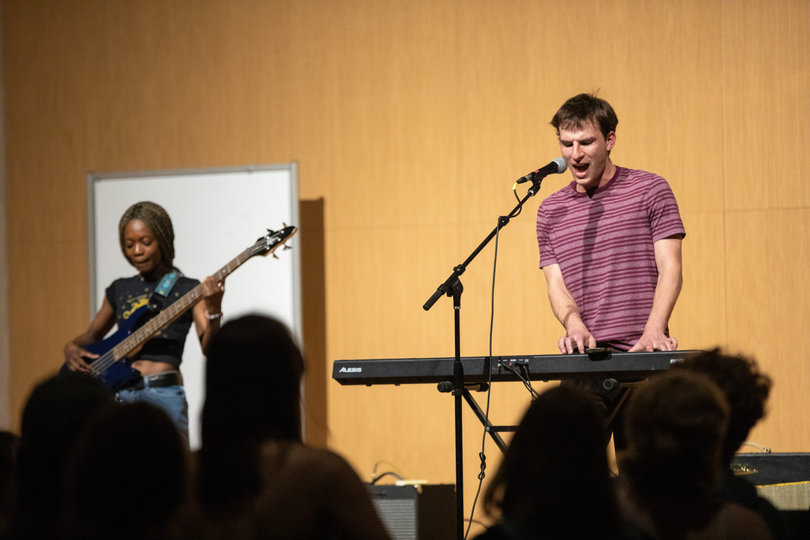 Prom headlines Quadstock, debuting a number of original songs. The lead singer, Henry McKenna, wrote a number of them, including “Skin and Bones,” which relates to his own life.