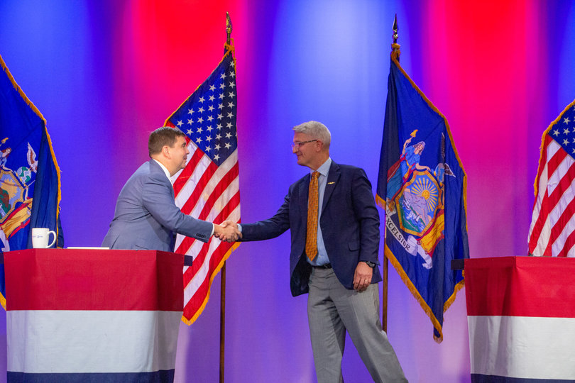 Oct. 2 - Nov. 5, 2024: New York State Sen. John Mannion and Rep. Brandon Williams met for four debates in the race for the NY-22 seat. Democrat John Mannion won the New York 22nd congressional district race.