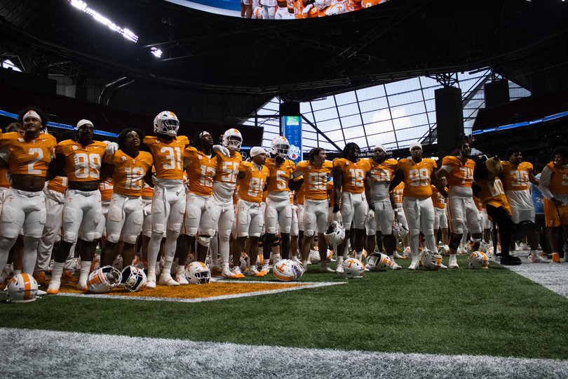 After Tennessee downed Syracuse, the Volunteers’ players cap off the day by singing the school’s alma mater. The game marked the Orange’s first against a Southeastern opponent since 2017. 