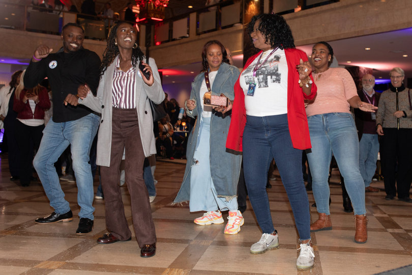 Attendees at Owens’ watch party danced as results trickled in. Songs like “Brick House” by The Commodores played as they danced and awaited the final results.