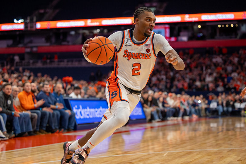 Syracuse guard JJ Starling dribbles into the paint. Starling scored a season-high 12 points against the Volunteers, his fifth consecutive game scoring in double figures.