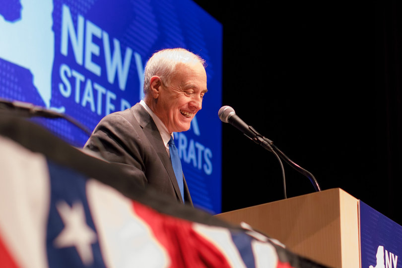 Incumbent Tom DiNapoli accepts his nomination as the Democratic Party’s candidate in the 2026 race for New York Comptroller. DiNapoli has held this role since 2007.