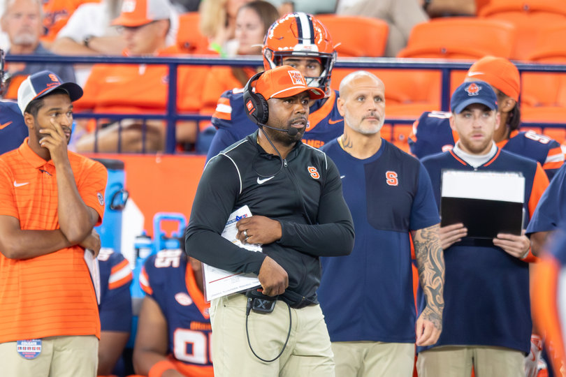 Fran Brown discussed surprises on Syracuse’s depth chart for its opener against New Hampshire in his weekly availability Monday.