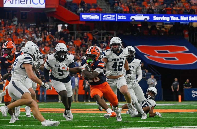 Four combined touchdowns and 193 yards from running backs Tylik Hill and Shavane Anderson Jr. spearheaded Syracuse's season-opening 66-3 win over New Hampshire Saturday. 