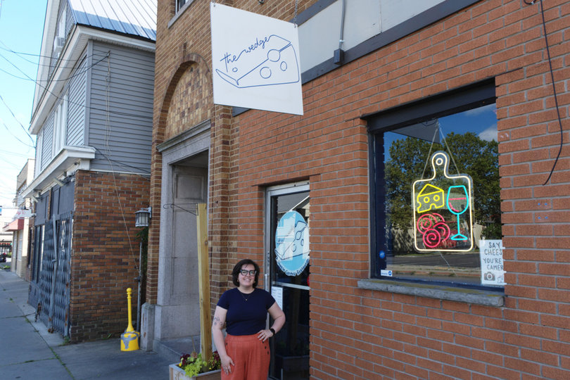 Sarah Simiele stands outside The Wedge, which opened in April 2025. The restaurant is an extension of The Curd Nerd, Simiele’s artisanal cheese shop next door.