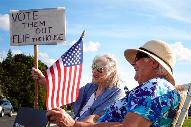 Demonstrators at CNY Solidarity use weekly pop-up protests to share and act on their concerns about the current federal administration. The protests, which take place at different spots across Onondaga County each week, aim to “defend the constitution" and remind people of the political opposition in the community.
