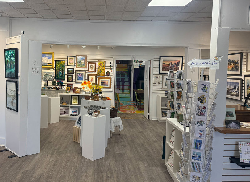 Craig Anderson’s paintings are displayed in the Salmon River Fine Arts Center as part of the Spotlight Exhibit Series. The painting’s sales commissions will be donated to ALS research, following Anderson’s recent ALS diagnosis.