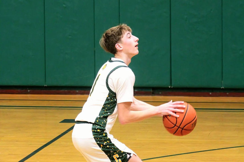 Copenhagen Central School’s Bryce Spaulding shoots a free throw. Spaulding led the Knights with 434 total points as a freshman last season and looks to replicate it in the 2026-27 campaign.