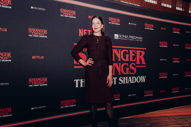 Rosie Benton poses for a photo at the Broadway press day for "Stranger Things: The First Shadow." Benton, who graduated from Syracuse University in 2001, has played the character of Virginia Creel since the show began in March 2025.