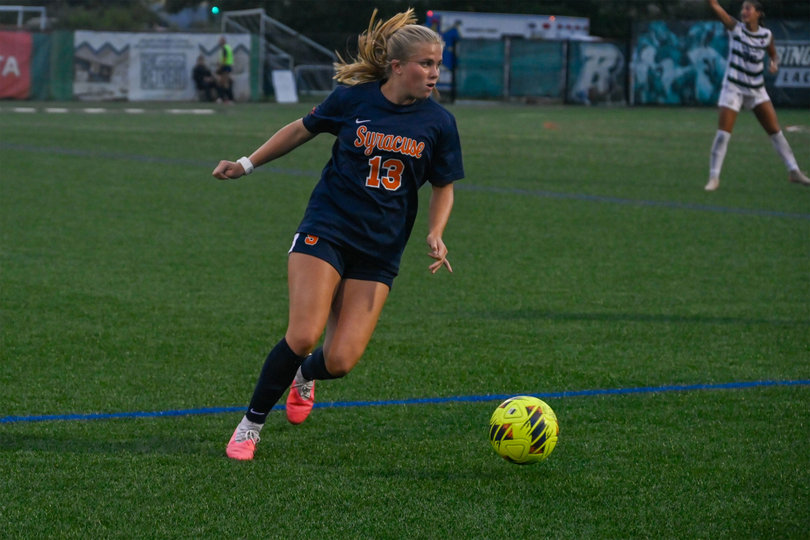 Lauren Christy controls the ball in Syracuse’s 1-0 loss to Binghamton on Sept. 3. Despite not earning consistent minutes, the freshman is learning how to make an impact whenever given the chance.