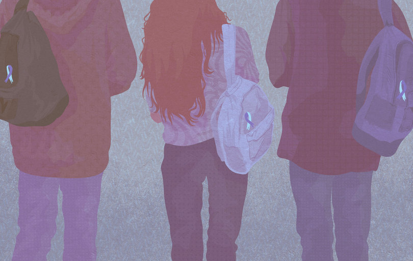 Backpacks with Suicide Prevention Awareness ribbons