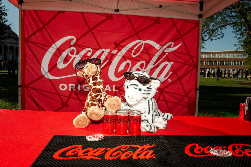A Coca-Cola stand at Quad-A-Palooza. The stand featured flavored Cokes, like Cherry Coke.