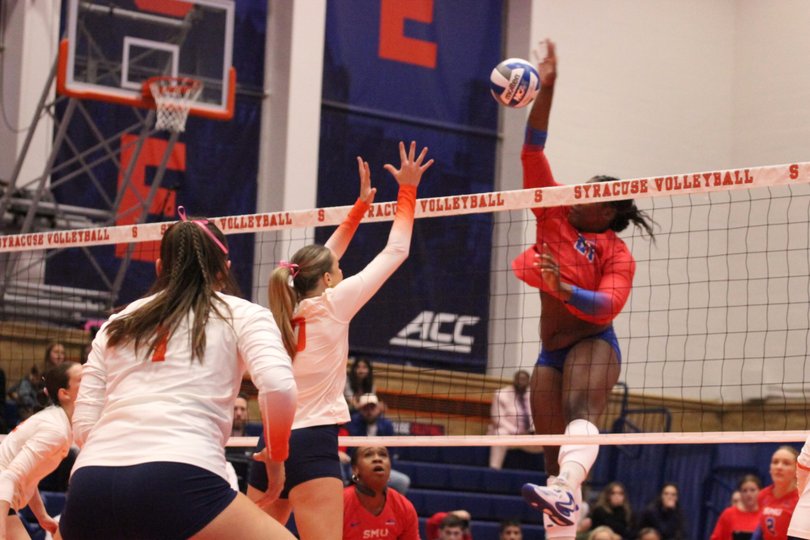 Despite Syracuse volleyball’s serving improvements, No. 5 SMU’s 39 kills and 12 blocks handed the Orange their 14th straight ACC loss.