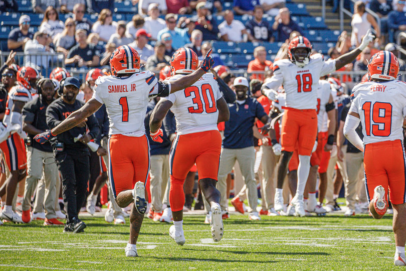 Amari Odom started against UConn and had six total touchdowns but two late picks. Here are more observations from SU’s 42-41 overtime win.