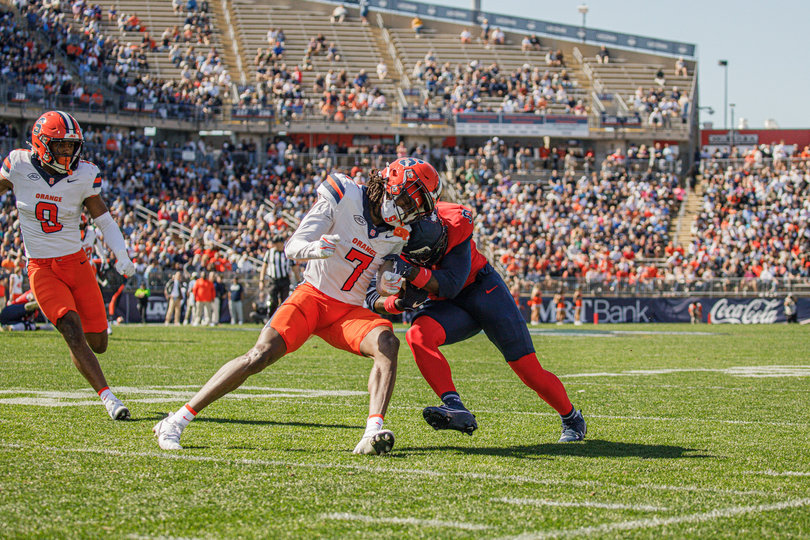 Despite allowing 27 unanswered points, Syracuse narrowly beat UConn 42-41 in overtime Saturday in Amari Odom's first SU start. 